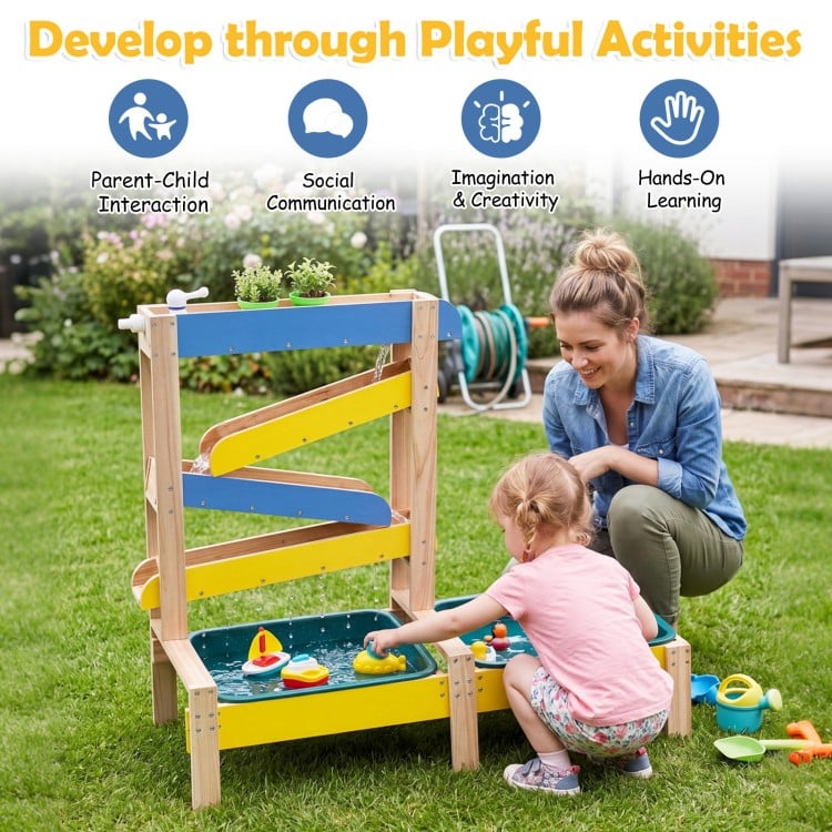Sand and Water Table for Toddlers with 2 Water Basins