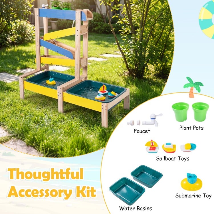 Sand and Water Table for Toddlers with 2 Water Basins