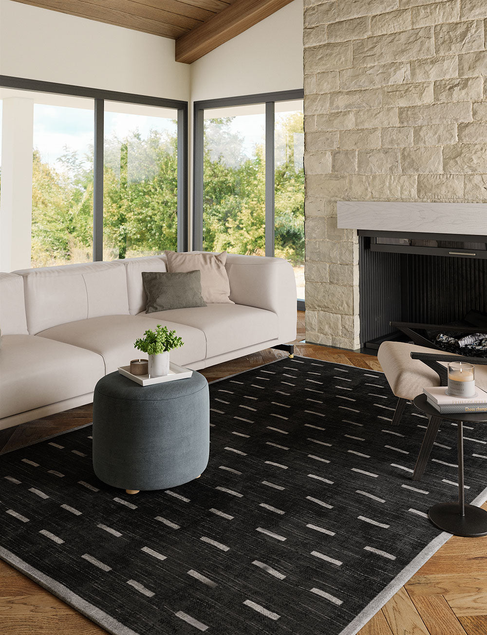 Sando Black Grey Rug 