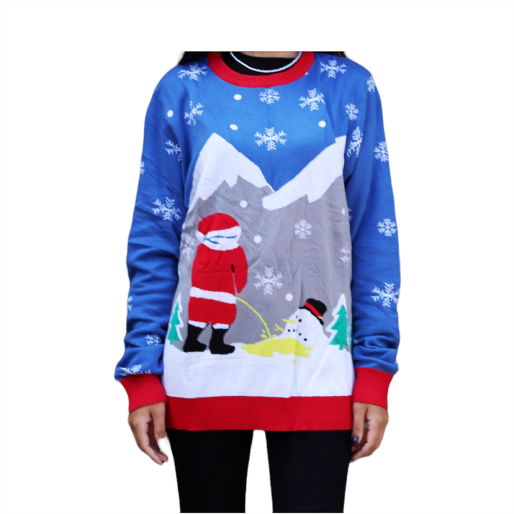 Santa Peeing On Melting Snowman  Sweater 