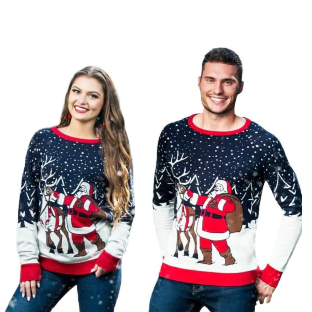 Couple - Santa And Reindeer  Sweater 