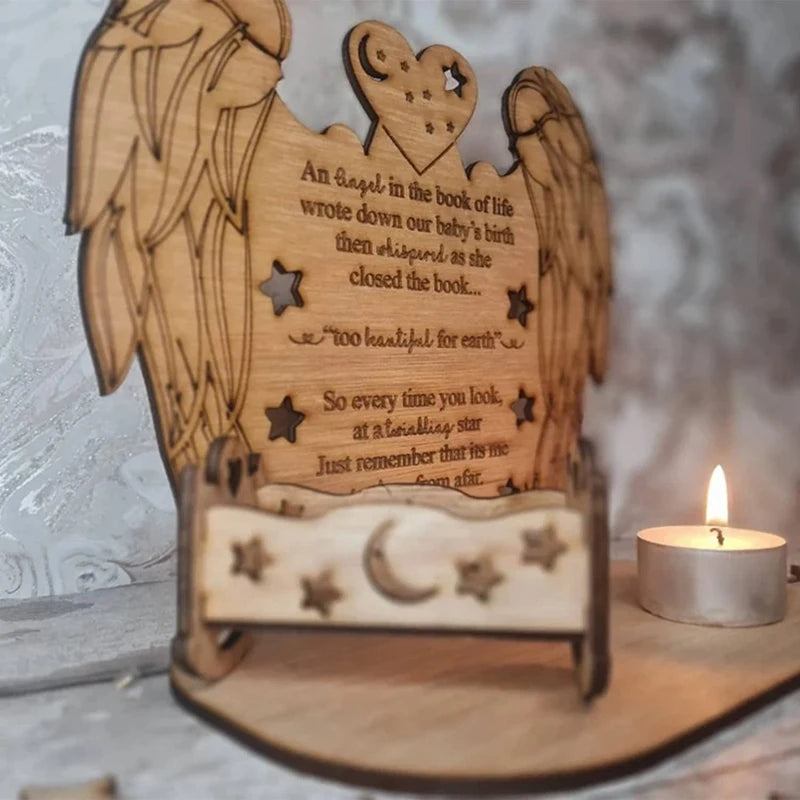 Christmas Remembrance Candle Ornament To Remember Loved Ones, Personalised Wooden Candle Holder Merry Xmas Memory 