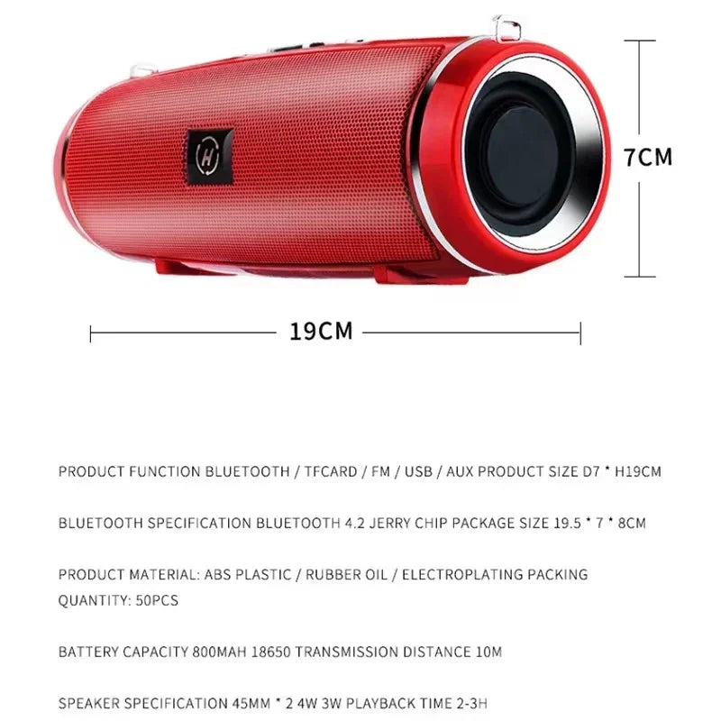 Portable Wireless Bluetooth Speaker - IPX7 Waterproof, Outdoor HIFI Pillar Speaker with Subwoofer, Stereo Sound, FM Radio, TF Card Slot 