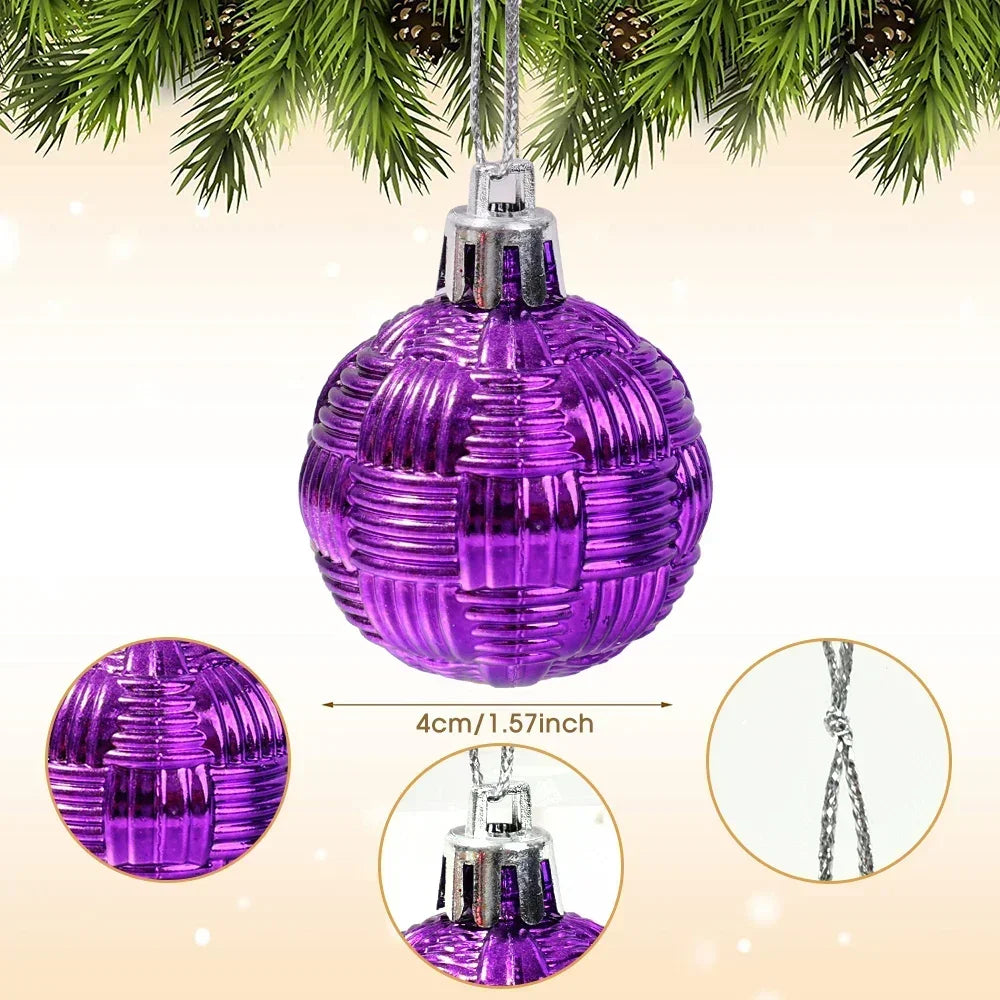 6-24pcs Box Electroplated Balls Christmas Ornament Xmas Tree Pendant Hanging Decoration 3cm Plastic Ball Festival Party Supplies