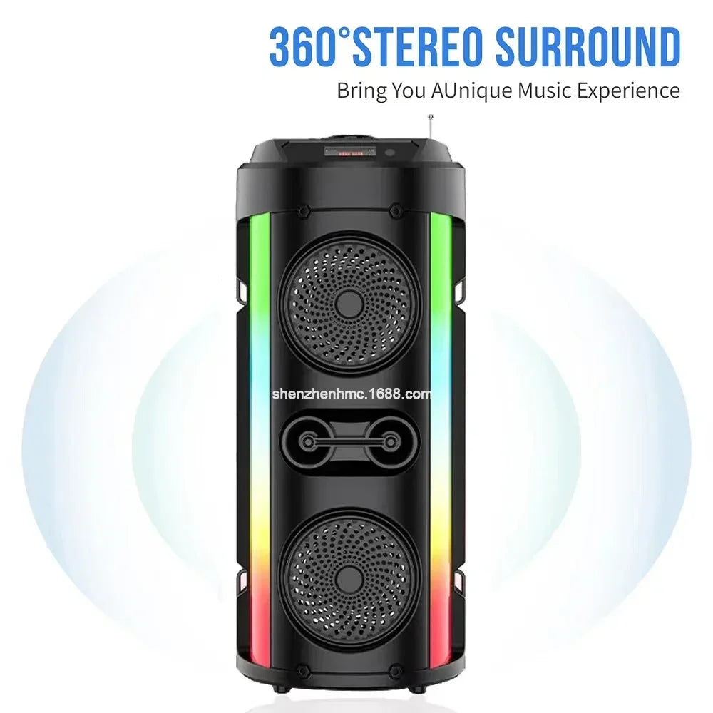 Portable Wireless Bluetooth Speaker - Home Karaoke Speaker with 3D Surround Sound, Subwoofer, Outdoor Solar Charging