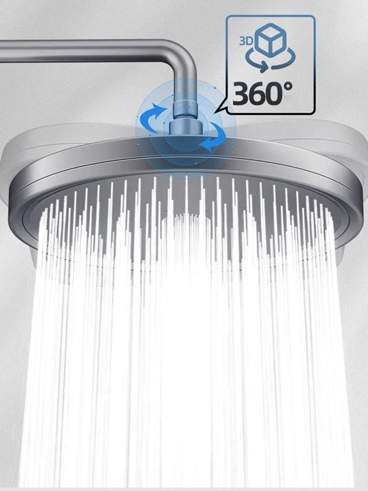 New 6 Modes Big Panel Large Flow Supercharge Rainfall Shower Head High Pressure Top Rain Shower Faucet Bathroom Accessories