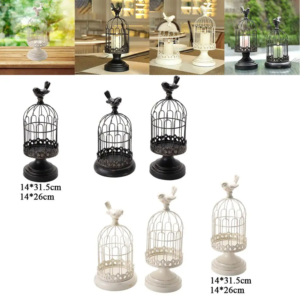 Wrought Birdcage Pillar Candle Holder Centerpiece Christmas Hoilday