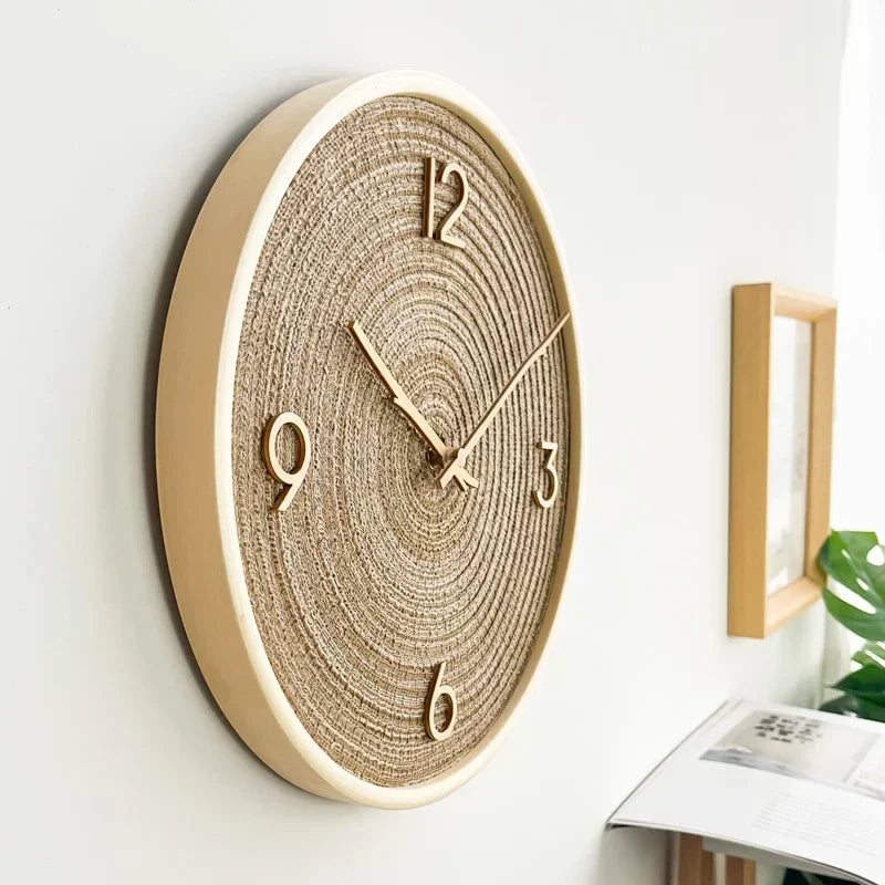 Solid Wood Silent Wall Clock - Modern Nordic Style for Living Room, Simple and Decorative Art