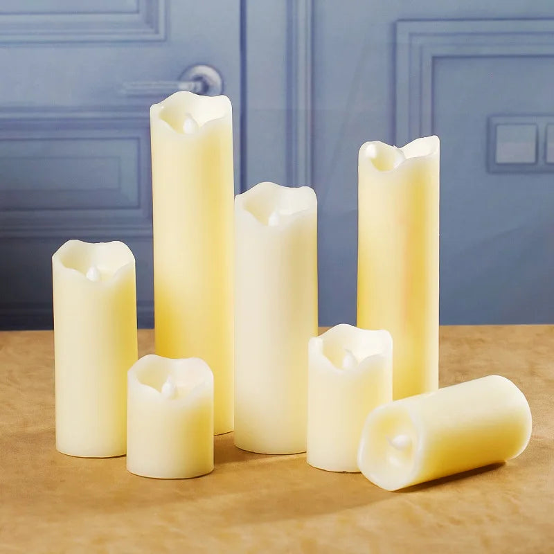 20cm 5cm Paraffin Pillar Candle Φ5cm Christmas Tree Courtyard Garden Lights Yellow Flicker LED Wedding Party Lighting Decors