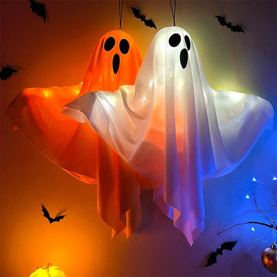 Halloween Party LED Glow Ghost Home Indoor Outdoor Decoration Supplies 2024 Haunted House Bar Hanging Horror Props with Lights 