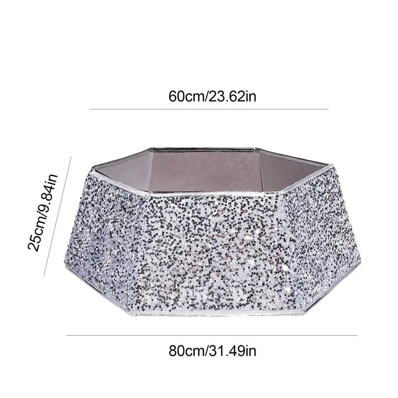 60X80X25cm Christmas Tree Collar Sequin Hexagon Christmas Tree Stand Base Cover Accessories Christmas Skirt For Artificial Tree