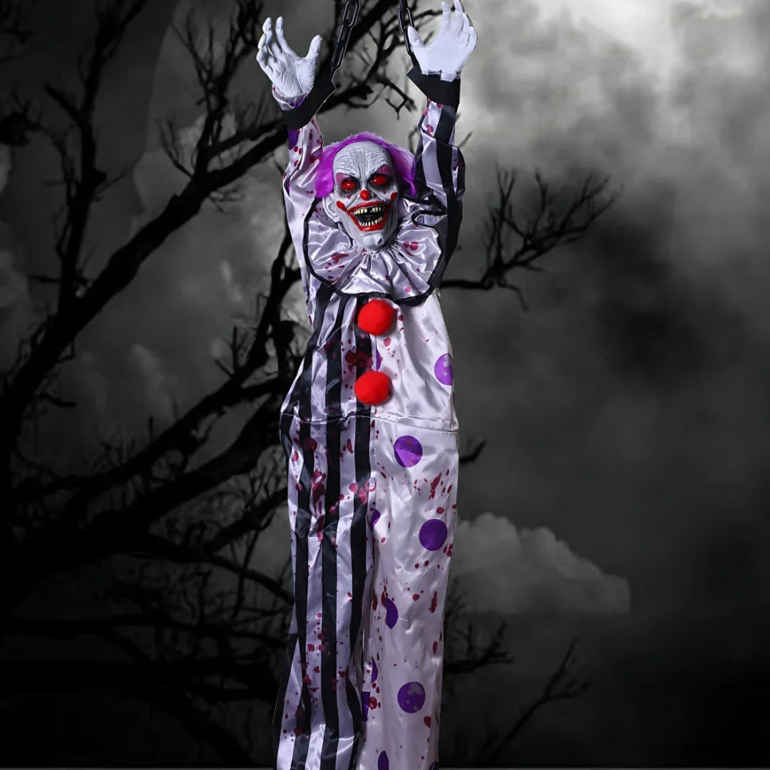 Halloween Decorations Electric Voice-activated Hanging Ghost Clown Hanging Ghost Haunted House Horror Decoration Props