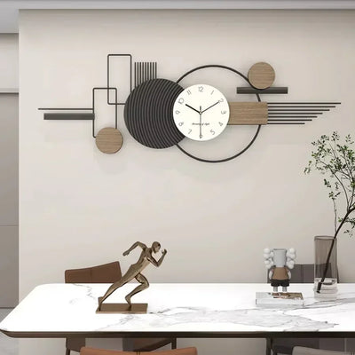 Living Room Wall Clock Decoration Hand Gift Unique Round Art Wall Clock Pieces Wood Number Modern Black White Saat Wall Decor 
