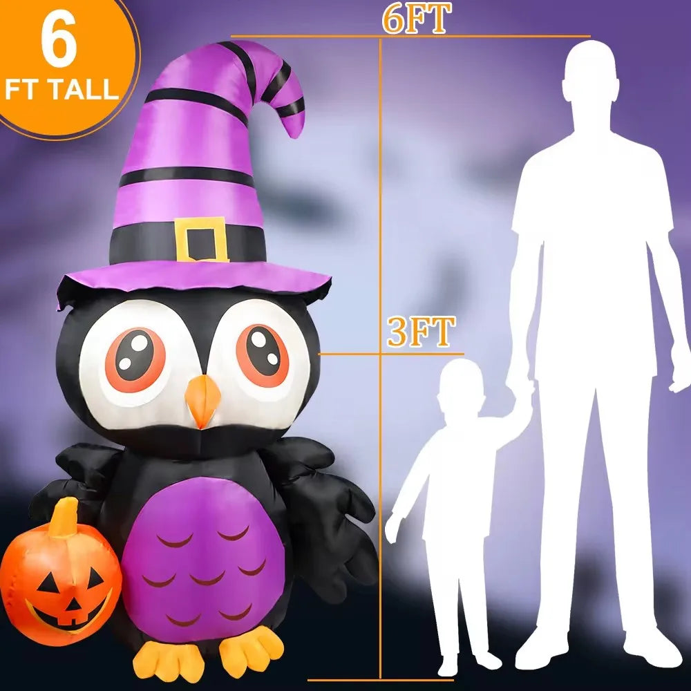 Owl Inflatables Halloween Decorations Pumpkin Creepy Terror Scary Props Outdoor Party Yard Garden Haunted House Blow Up