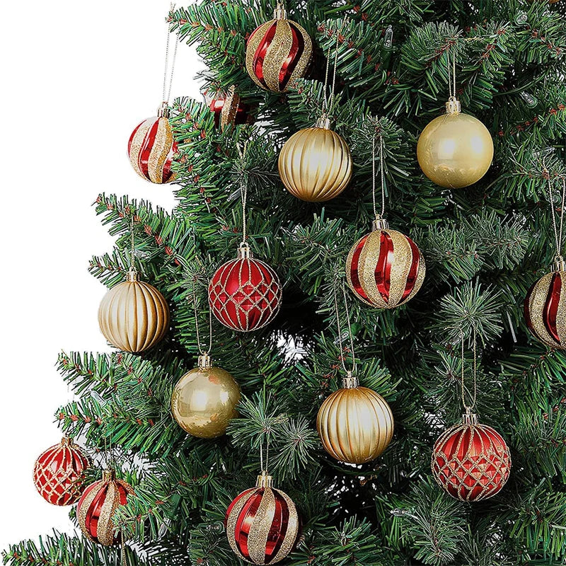 30Pcs Christmas Tree Balls Ornament DIY Accessories 6cm Colored Printed Plastic Ball For Holiday Scene Layout Christmas Balls