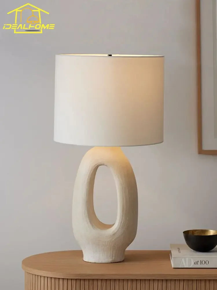 Designer Wabi-Sabi Modern Resin Table Lamp – LED E27, Art Decorative Desk Light for Living Room, Model Room, Bedside, and Coffee Tables 