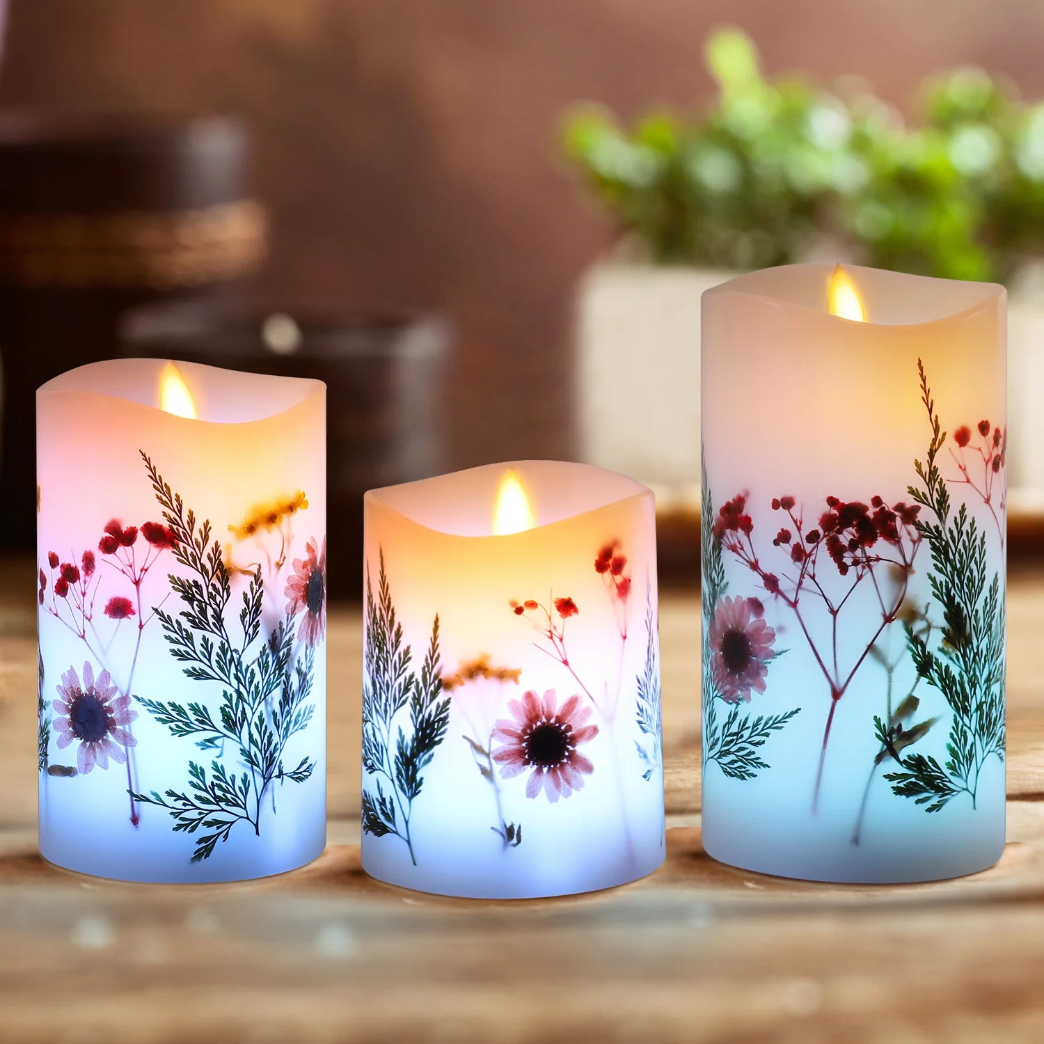 3pcs/set LED Flameless Candles with Remote Control Battery Operated Night Light for Home Party Wedding Christmas Decorations