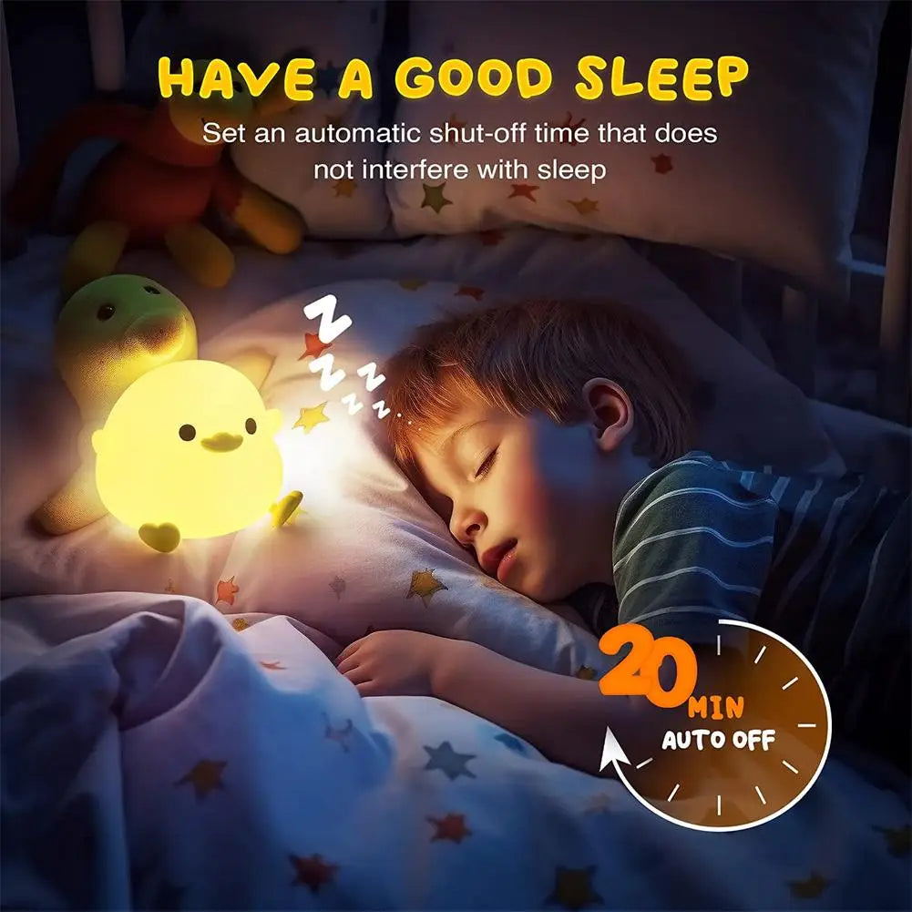 LED Cute Bean Duck Night Light - Touch Sensor Rechargeable Table Lamp for Bedroom and Living Room