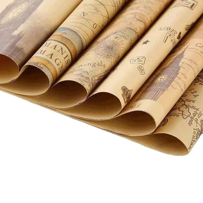 Fold Retro Kraft Gift Wrapping Paper Worldmap Christmas Gift Paper Newspaper Craft Valentine's Day Birthday Gift RegularPaper 