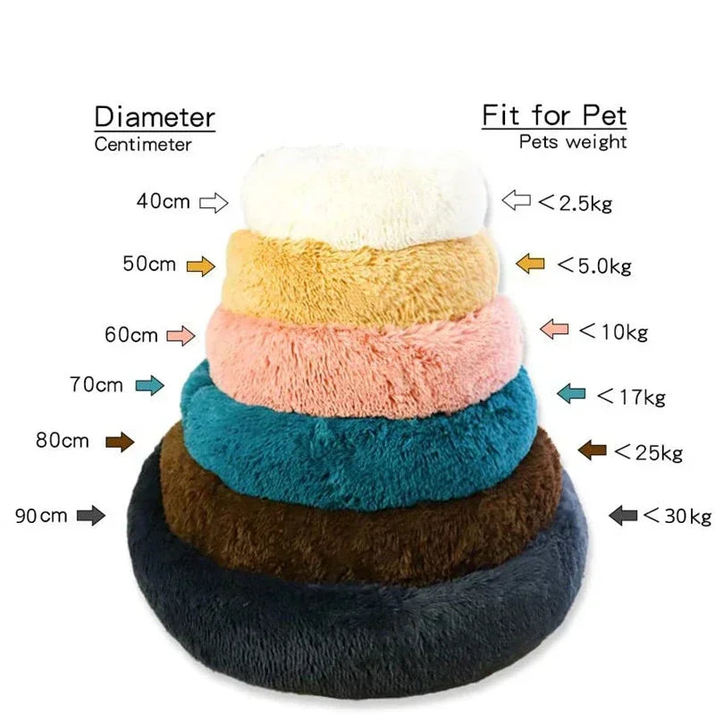 40-90cm Round Pet Bed for Large Dog Bed Super Soft Cat Bed Long Plush Dog House for Medium Dog House Winter Warm Sleeping 