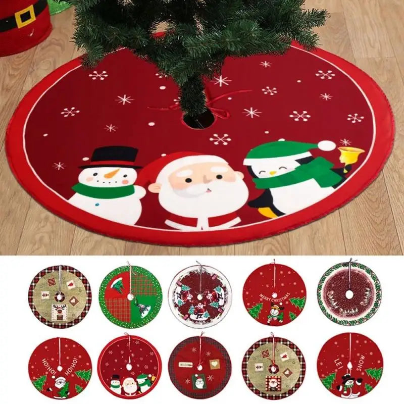 62CM Cartoon Christmas Tree Skirt Crafts Tree Surround Base Set Merry Christmas Decorations for Home Xmas Ornaments Navidad 