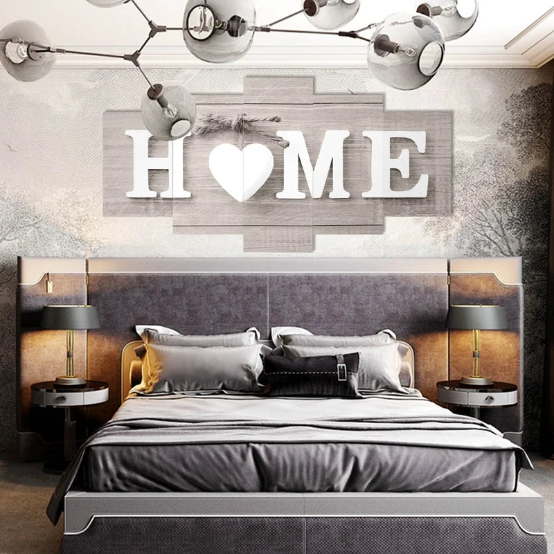 5-Piece Set Wall Paintings – Home Letter Prints, Photo Art, Without Frame 