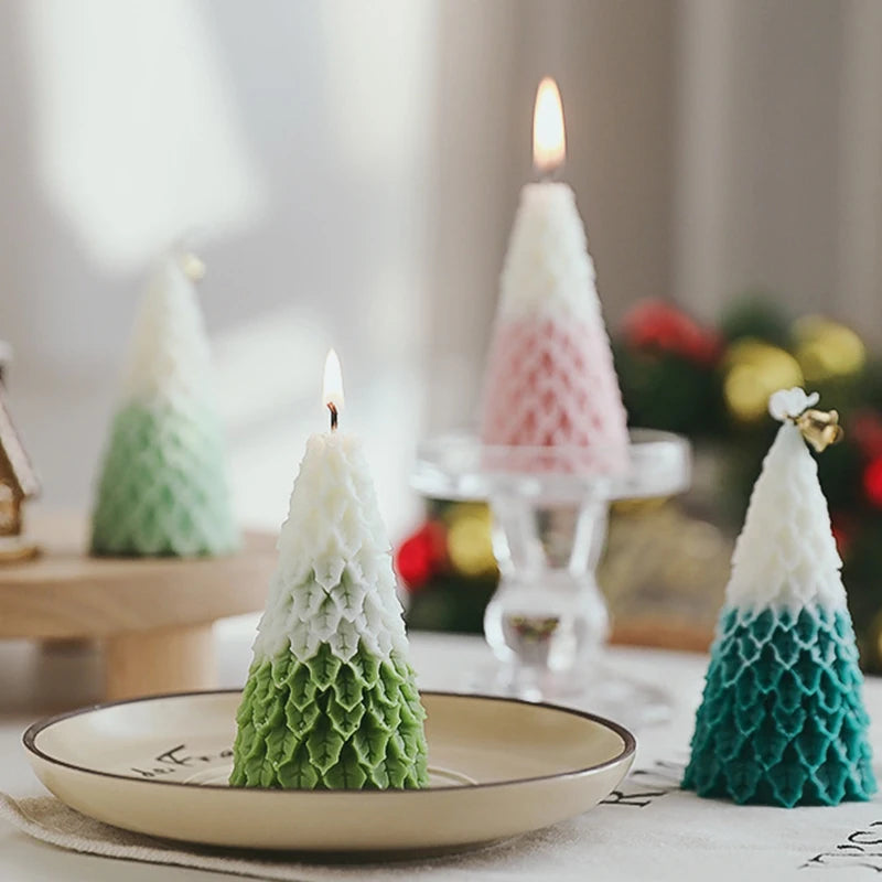 1pc Christmas Tree Shaped Aromatherapy Candles Xmas Scented Candle DIY Xmas Party Home Table Decor Supplies Exquisite Gifts