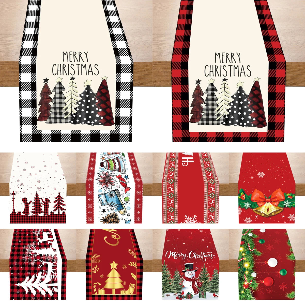 Polyester Christmas Table Runner Merry Christmas Decorations for Home decor 2023 Xmas Navidad Notal Noel Gifts New Year 2024