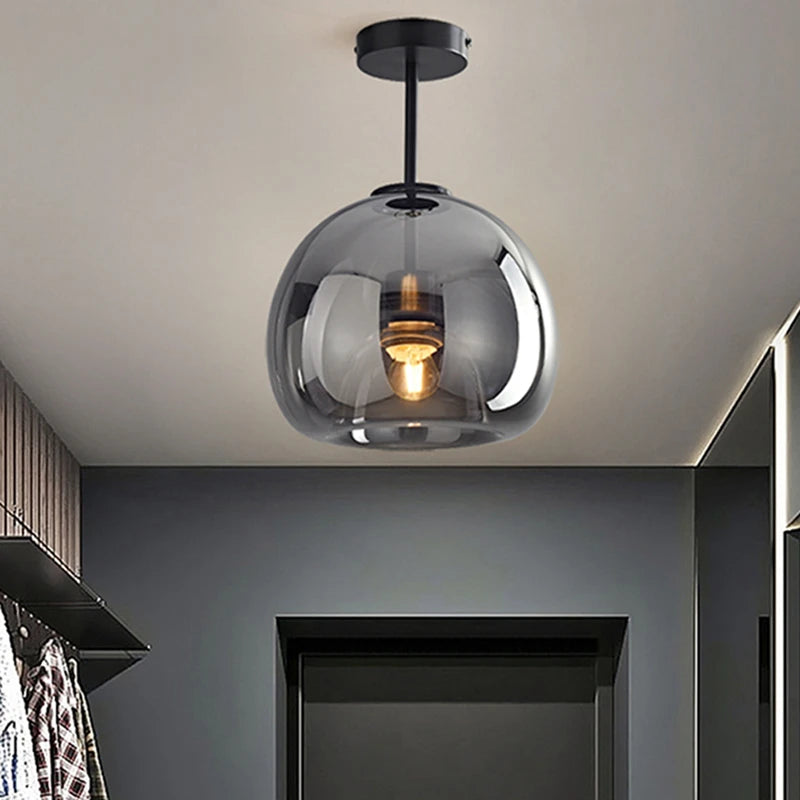 Modern Minimalist Glass Ceiling Light - Nordic Texture LED Lamp for Dining Room, Corridor, and Living Room, E27