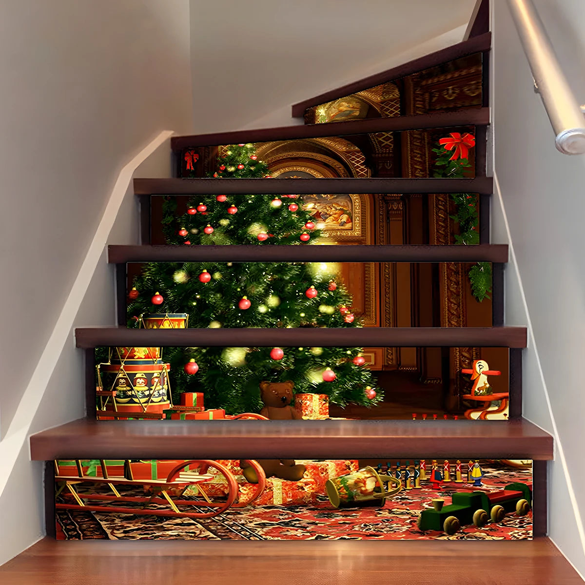 Christmas Stairway Stickers Merry Christmas Decorations For Home 2024 Xmas Ornament Navidad Noel Natal Gifts Happy New Year 2025 