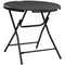 Outsunny Foldable Round Patio Table for 4, Outdoor Dining Table with HDPE Tabletop and Steel Frame, Dark Grey
