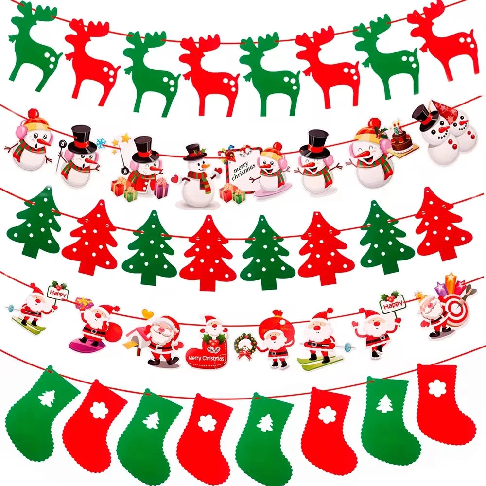 Christmas Banner Garland Merry Christmas Decoration For Home 2024 Xmas Tree Ornaments Gifts Navidad Noel Happy New Year 2025