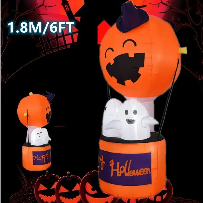 6FT Halloween Inflatable Pumpkin Ghost Hot Air Balloon Little Devil Pumpkin Ghost Festival Pumpkin Inflatable Mould