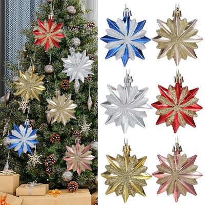 4Pcs Merry Christmas Pendant Gold Star Xmas Tree Hanging Ornaments Christmas New Year Navidad Decorations 2022 Xmas Kids Gifts 