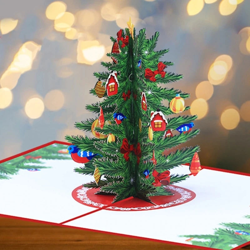 3D PopUp Christmas Tree Card Greeting Card Beautiful Craftsmanship for Holiday Celebration Festive Gift Cards