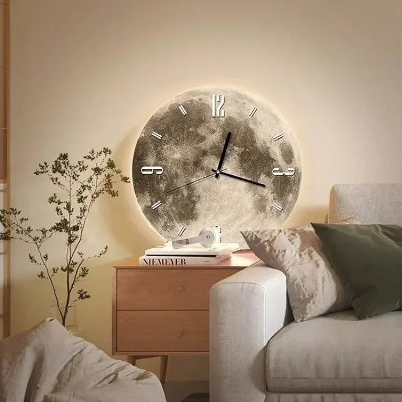 2023 New Decorative Painting Wall Creative Clock Light Light Clock Wall Clock Living Room Home Decoration Supplies 