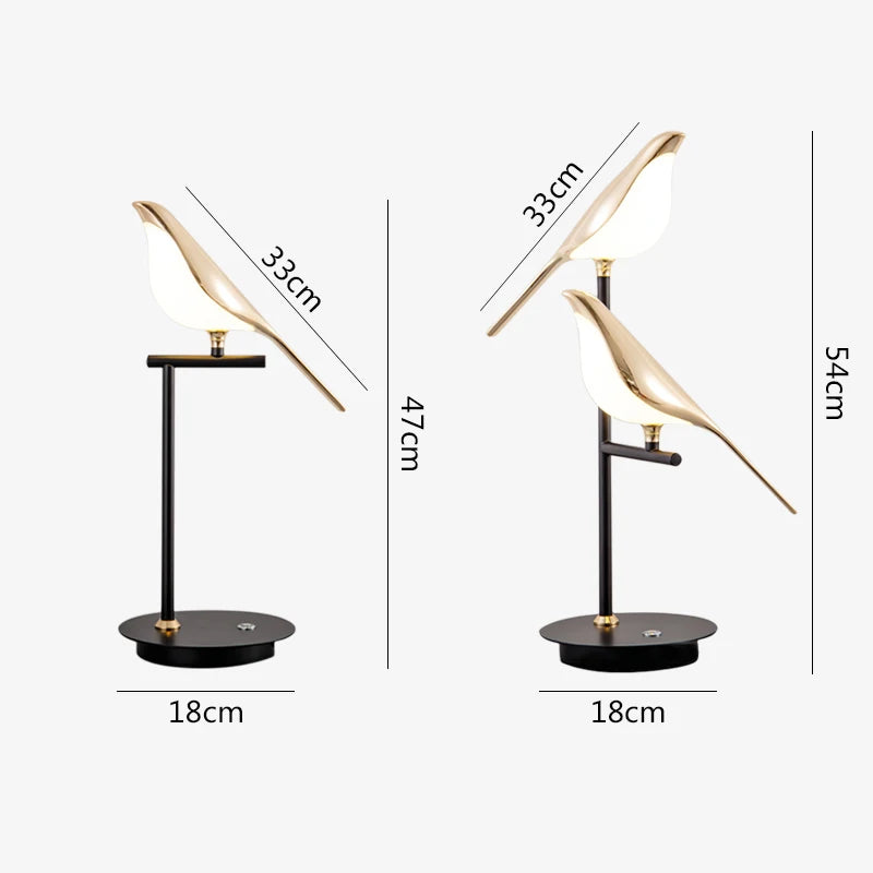 Modern LED Table Lamp - Magpie Bird Model Reading Lamp for Bedroom, Bedside, Living Room, and Home Decor