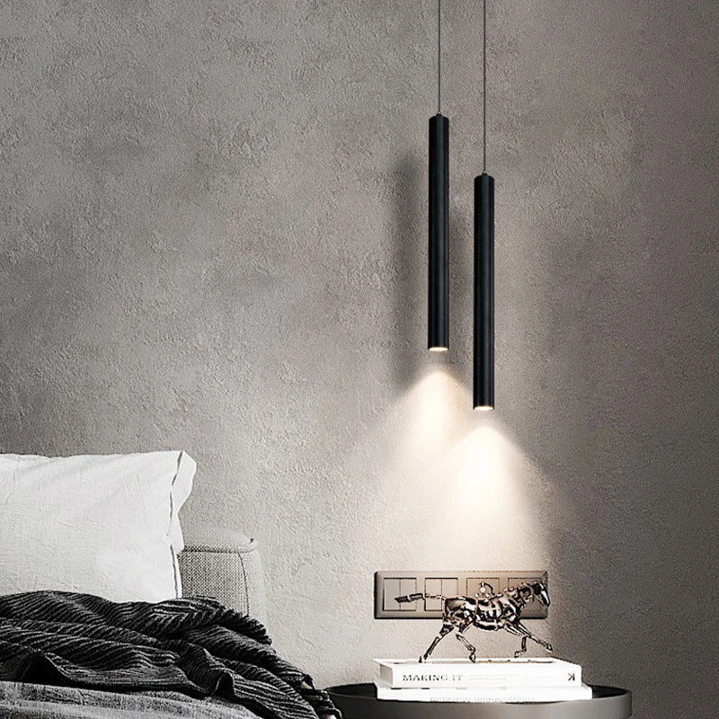 Modern Nordic LED Pendant Lamp - Double Head Hanging Light for Dining Room, 2m Pipe Decor Cylinder Chandelier 