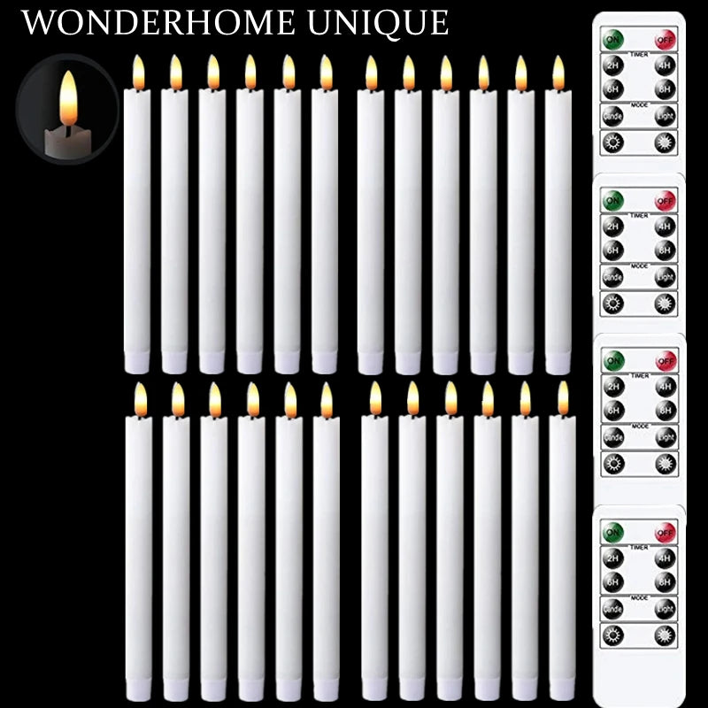 6-24Pcs Flameless Taper Candles Battery Operated Flickering Candles LED Candlesticks Faux Wax Candle for Christmas Wedding Decor