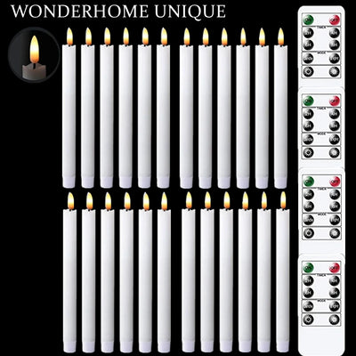 6-24Pcs Flameless Taper Candles Battery Operated Flickering Candles LED Candlesticks Faux Wax Candle for Christmas Wedding Decor 