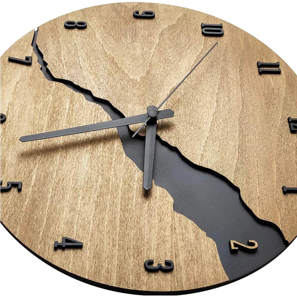 Creative Old Wood Pattern Split Wall Clock – Mute 12-Inch (30cm), Wood Grain Design, Living Room Decorations, Office Hanging Pendant 