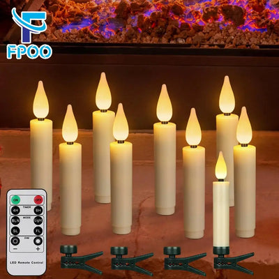 FPOO Candles LED Christmas Decoration Candle Floating Timer Remote Flickering Flame For Birthday Home Decor Electric Led Candle 