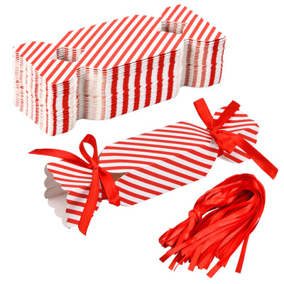 10pcs Candy Box For Christmas With Ribbons DIY Sweets Chocolate Cookies Decoration Party Gift Xmas Wedding Paper Packaging Boxes 