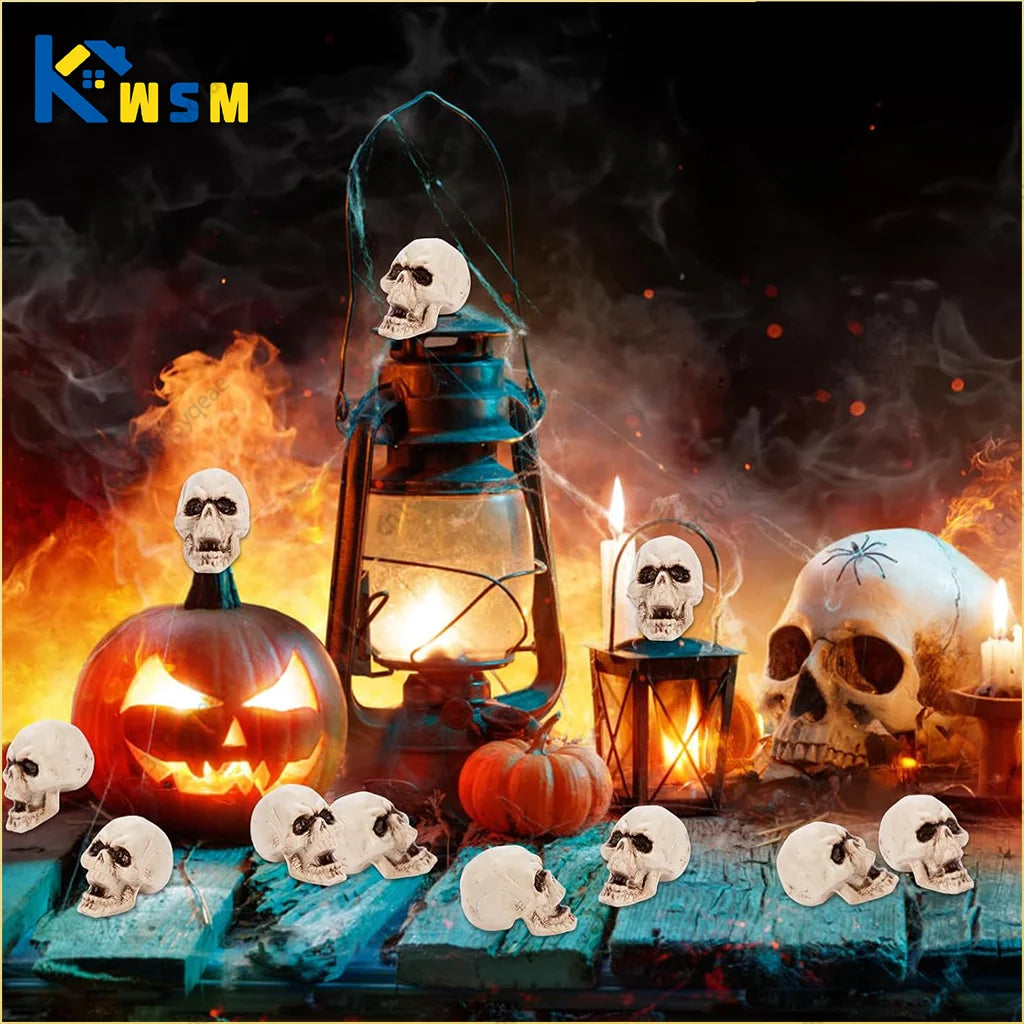 Halloween Mesh Bag Skull Haunted House Secret Room Decoration Props Witch Head Simulation Skeleton Arrangement Ornaments