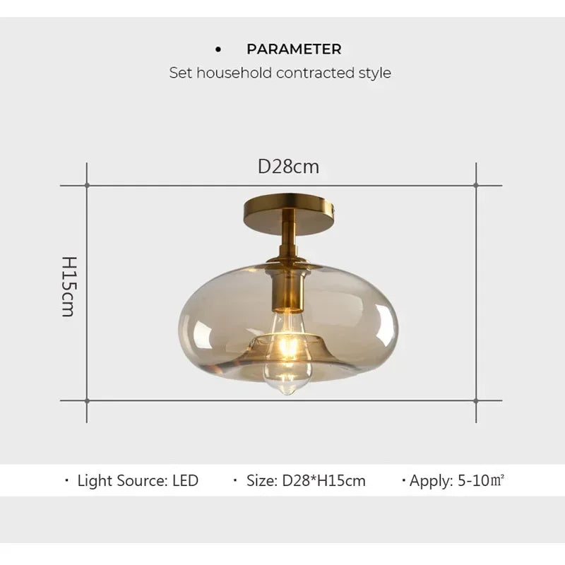 Modern LED Glass Ceiling Light - Minimalist Design for Cloakroom, Balcony, Bedroom, Dining Room, and Hallway