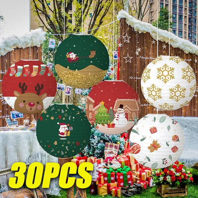Christmas Paper Lanterns  Father Christmas Snowman Moose Party Lanterns Christmas Outdoor Party Decoration Christmas Decorations 