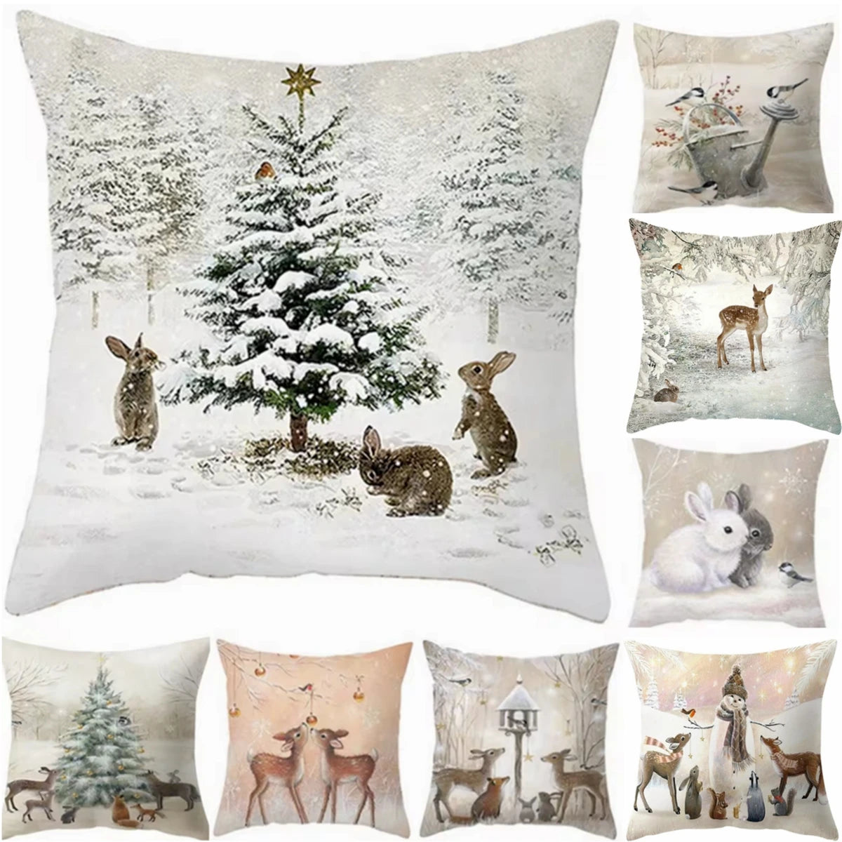 45cm Christmas Pillowcase Cushion Cover Christmas Decorations for Home 2024 Christmas Ornament Gift Navidad Happy New Year 2025 