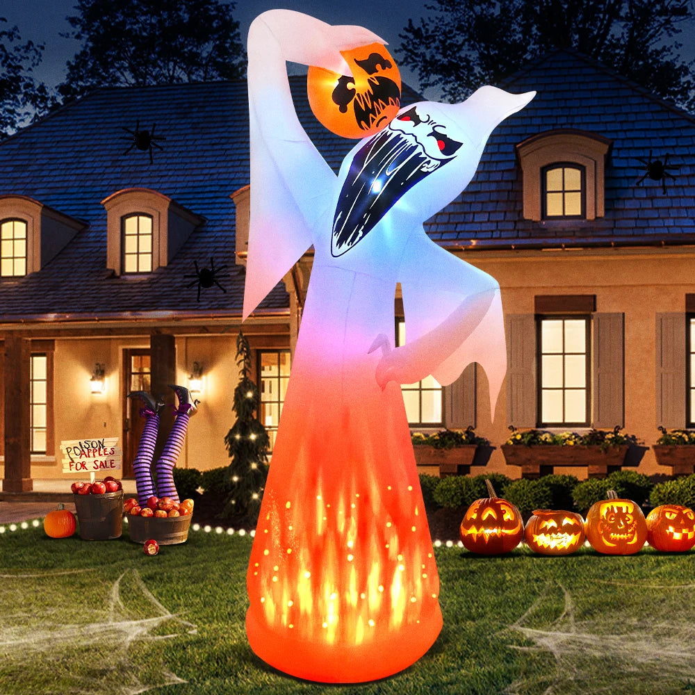 New Halloween Pumpkin Ghost Witch Inflatable Home Outdoor Decoration Blow Up Yard Props For Holiday Party Garden With Led