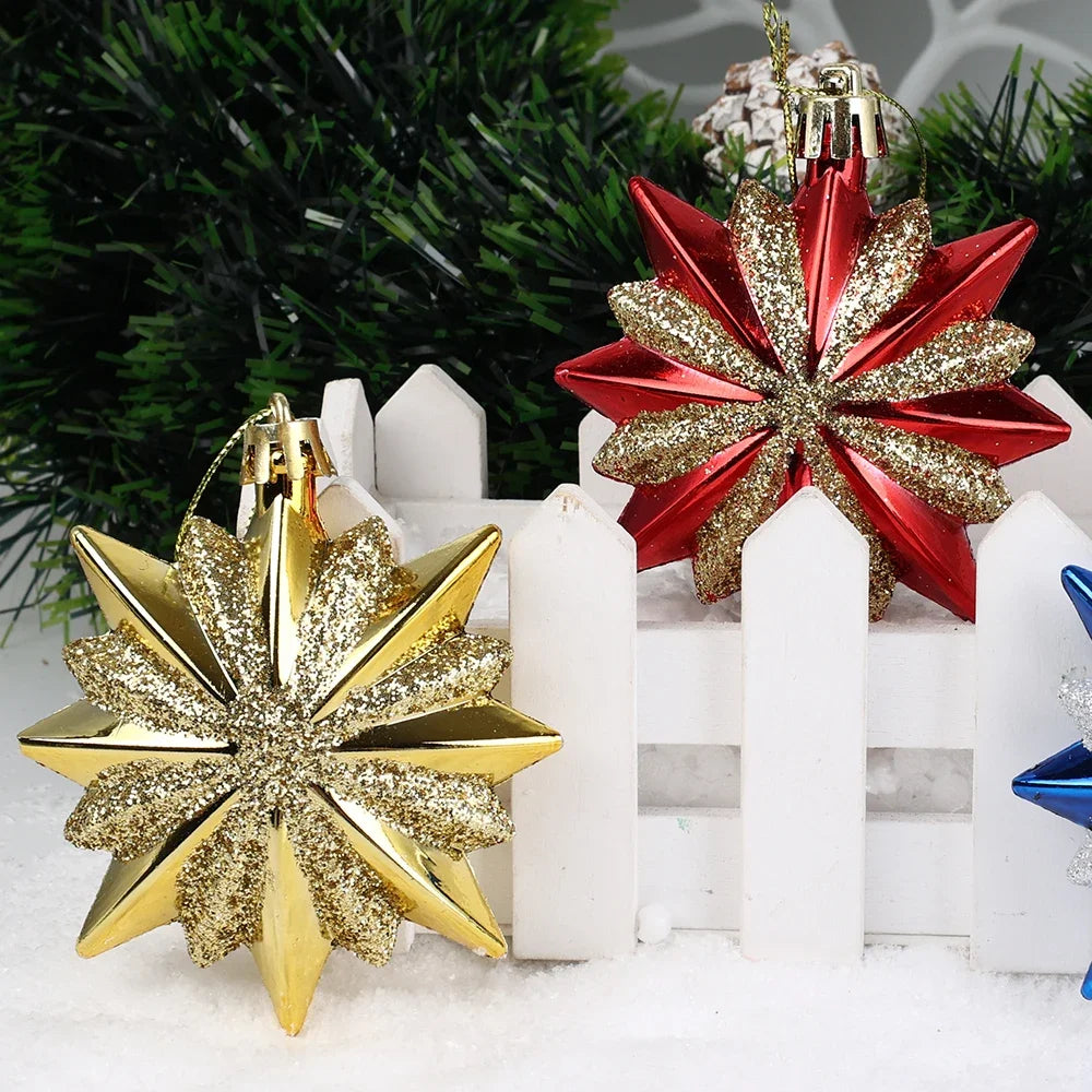 4Pcs Merry Christmas Pendant Gold Star Xmas Tree Hanging Ornaments Christmas New Year Navidad Decorations 2022 Xmas Kids Gifts