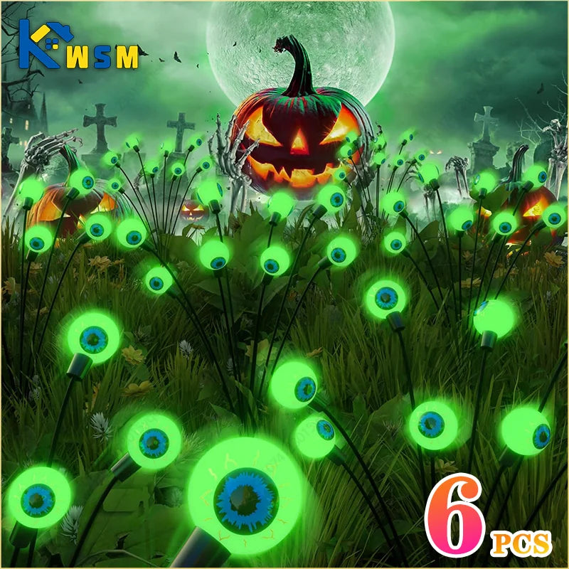 1-6PCS Halloween LED Eyeball Lights Solar Garden Lawn Lights Outdoor Scary Decoration Lights Halloween Party Decoration